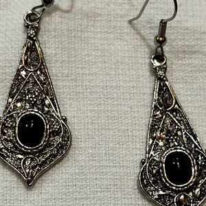 Elegant Black and Silver Chandelier Earrings